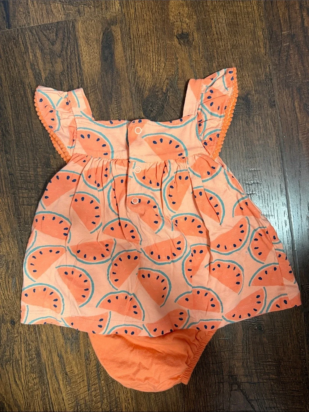 🍉Carter's Coral Pink Watermelon Print Dress with Built in Bloomers🍉